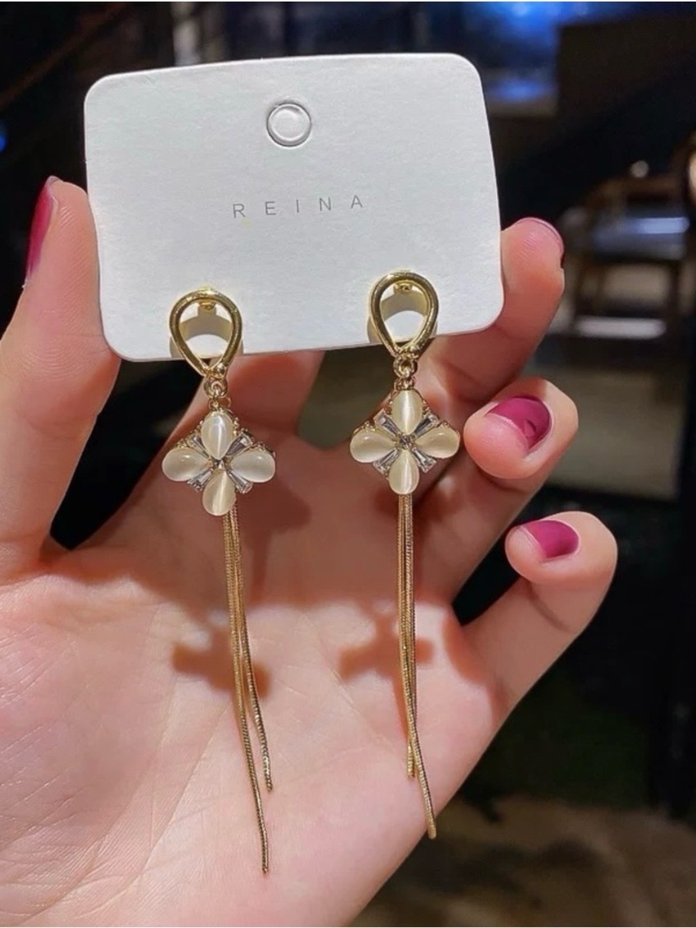 Gold-Tone Floral Drop Earrings